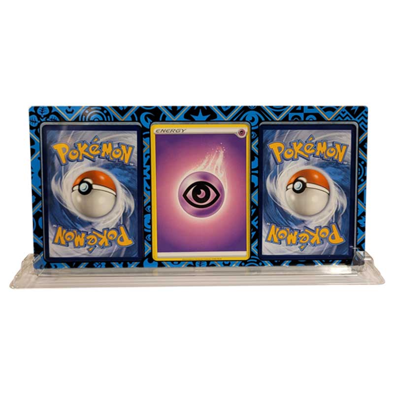 Pokemon 3-Card BLÅ UV ONE-TOUCH Magnetic Holder + Ställ [från Paldean Fates Premium Collection Quaquaval ex]