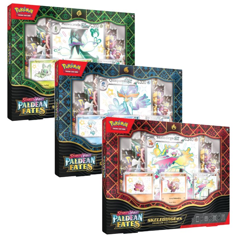 Pokemon Scarlet & Violet Paldean Fates Premium Collection x 3 (Meowscarada, Skeledirge & Quaquaval)