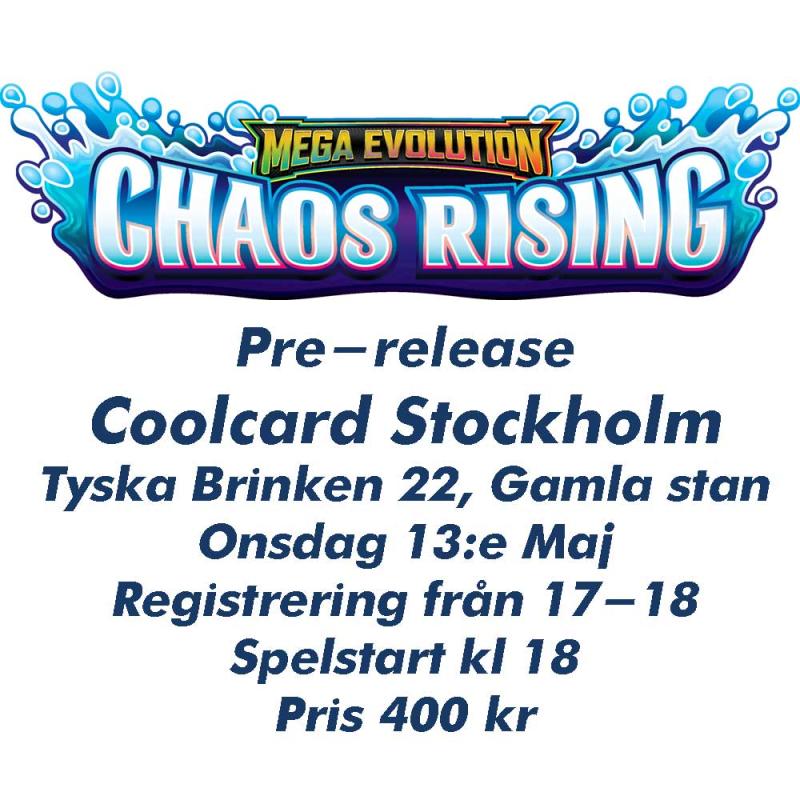 Pre-release - Pokémon Chaos Rising - Coolcard Stockholm - Onsdag 13/5, Spelstart 18:00