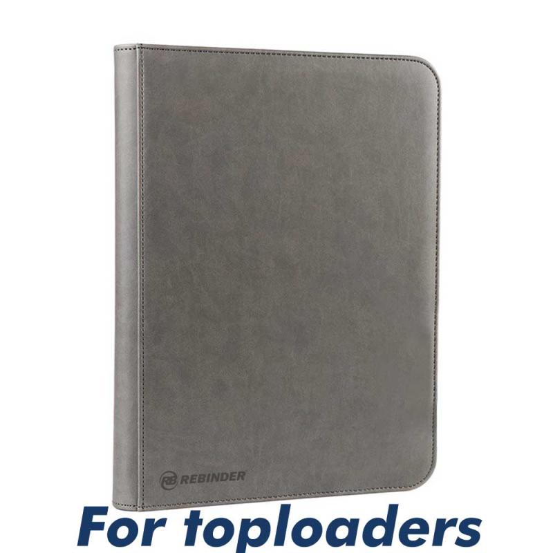 Rebinder - Toploader Zipped 9-Pocket Binder - Grey [FOR TOPLOADERS]