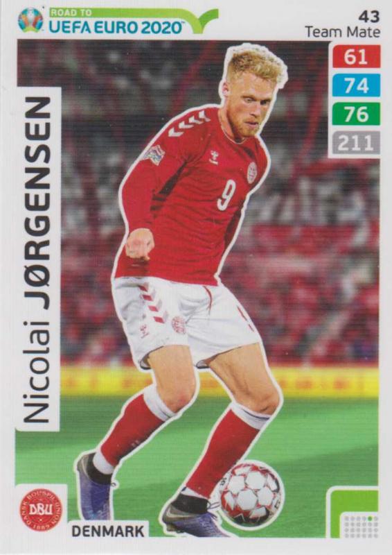 Adrenalyn XL Road to UEFA EURO 2020 #043 Nicolai Jørgensen (Denmark) - Team Mate