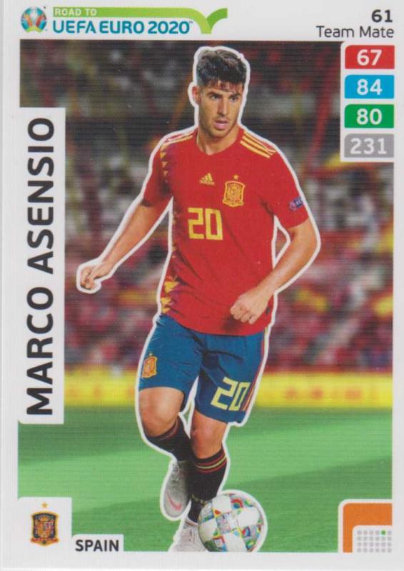 Adrenalyn XL Road to UEFA EURO 2020 #061 Marco Asensio (Spain) - Team Mate