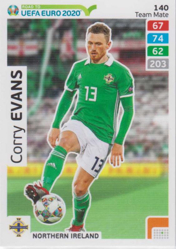 Adrenalyn XL Road to UEFA EURO 2020 #140 Corry Evans (Northern Ireland) - Team Mate