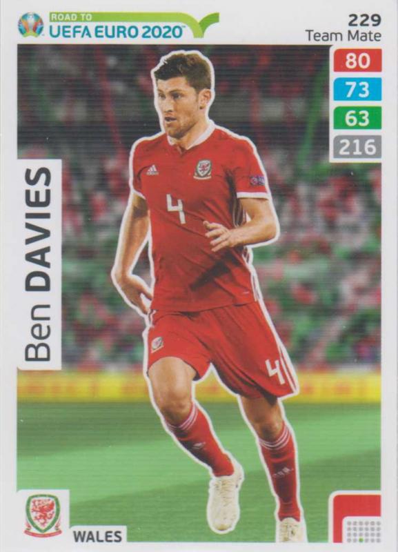 Adrenalyn XL Road to UEFA EURO 2020 #229 Ben Davies (Wales) - Team Mate