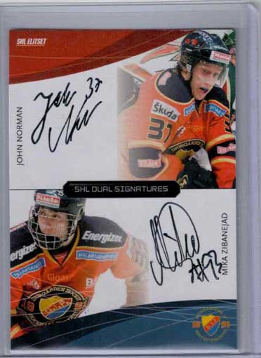 2011-12 SHL s.1 Dual Signatures #1 Mika Zibanejad / John Norman Djurgårdens IF /30
