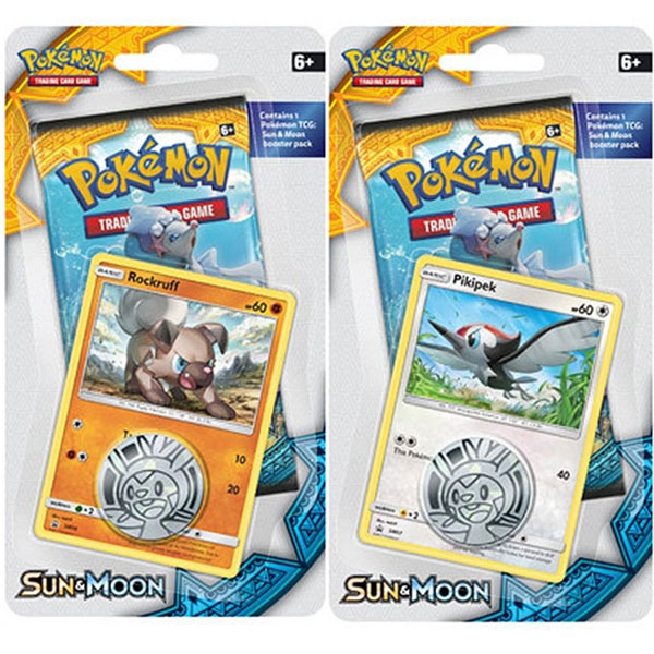 Pokémon, Sun & Moon, Checklane Blister Pack x 2 (Pikipek & Rockruff)