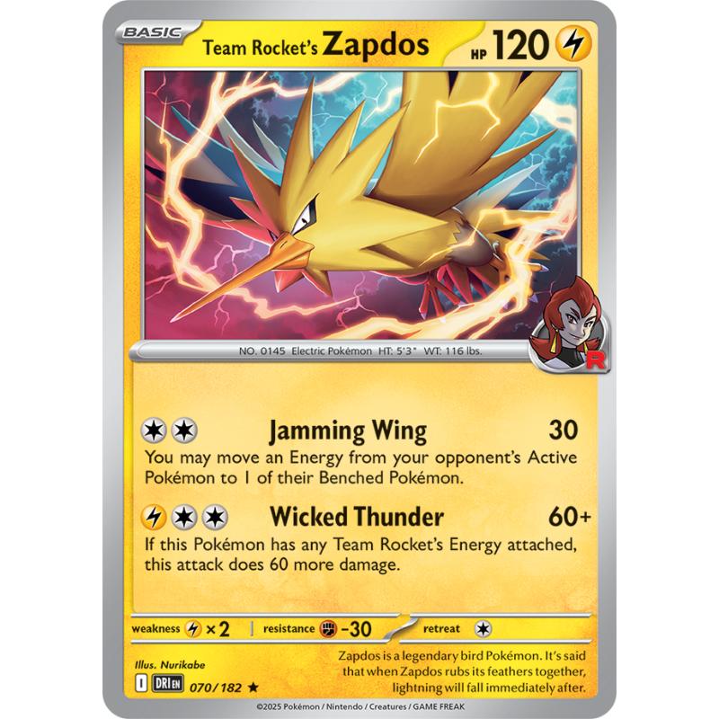 SV10 - Destined Rivals - 070/182 - Team Rocket's Zapdos - Rare