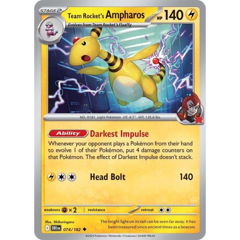 SV10 - Destined Rivals - 074/182 - Team Rocket's Ampharos - Uncommon