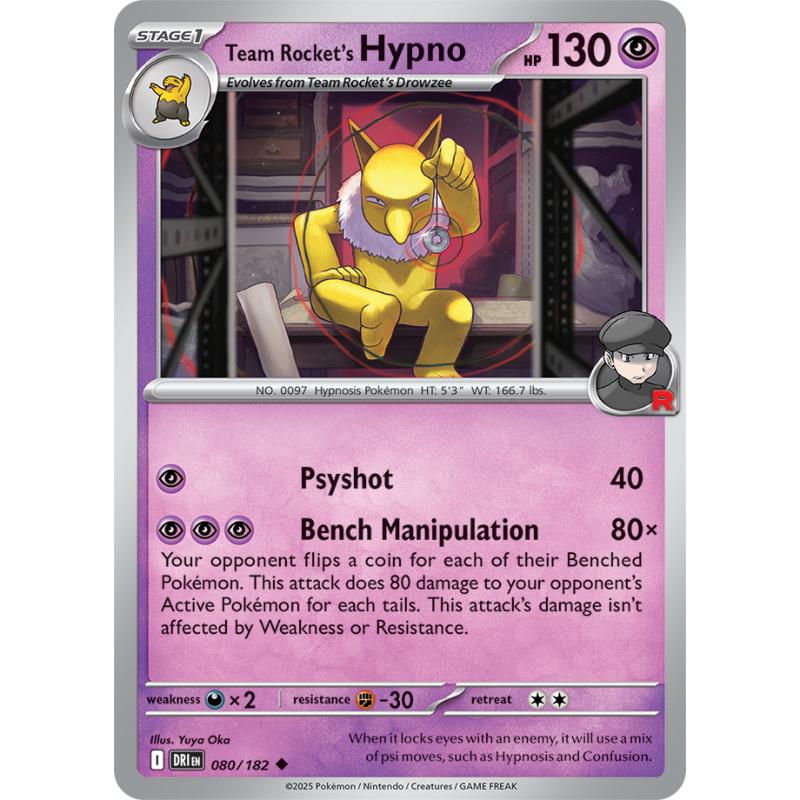 SV10 - Destined Rivals - 080/182 - Team Rocket's Hypno - Uncommon REVERSE