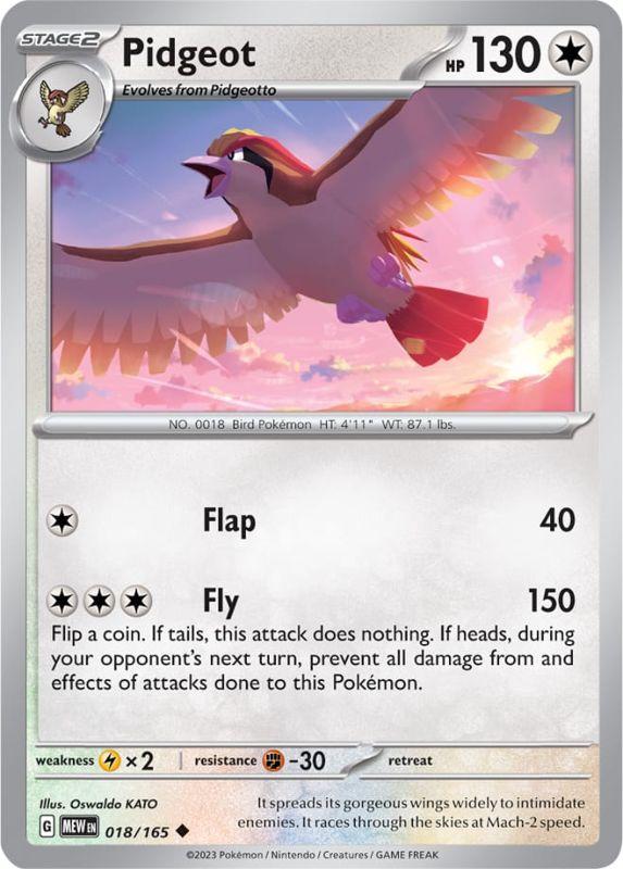 SV3.5 - 151 - 018/165 - Pidgeot - Uncommon - Reverse Holo