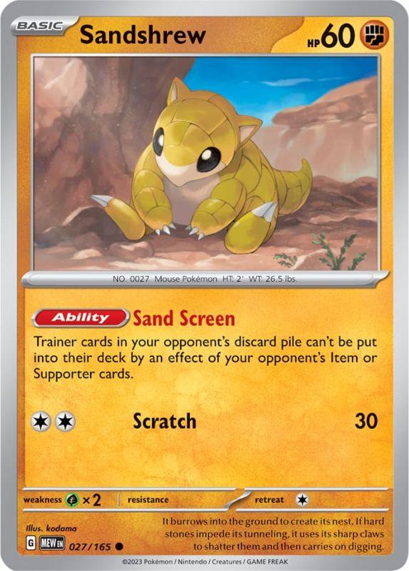 SV3.5 - 151 - 027/165 - Sandshrew - Common - Reverse Holo