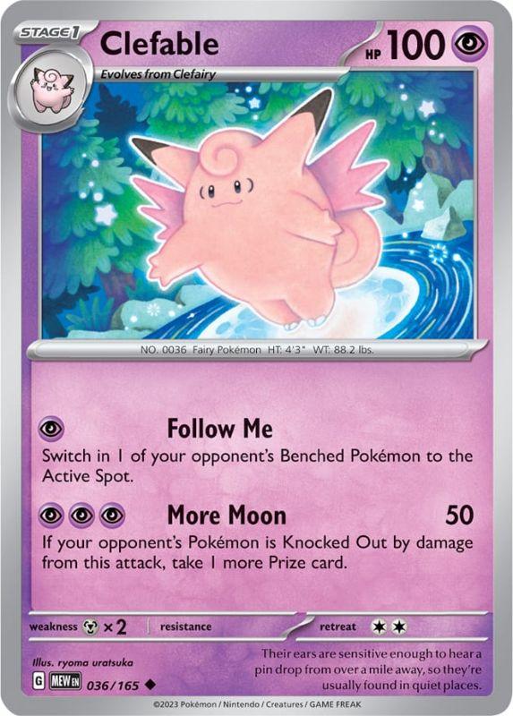 SV3.5 - 151 - 036/165 - Clefable - Uncommon - Reverse Holo