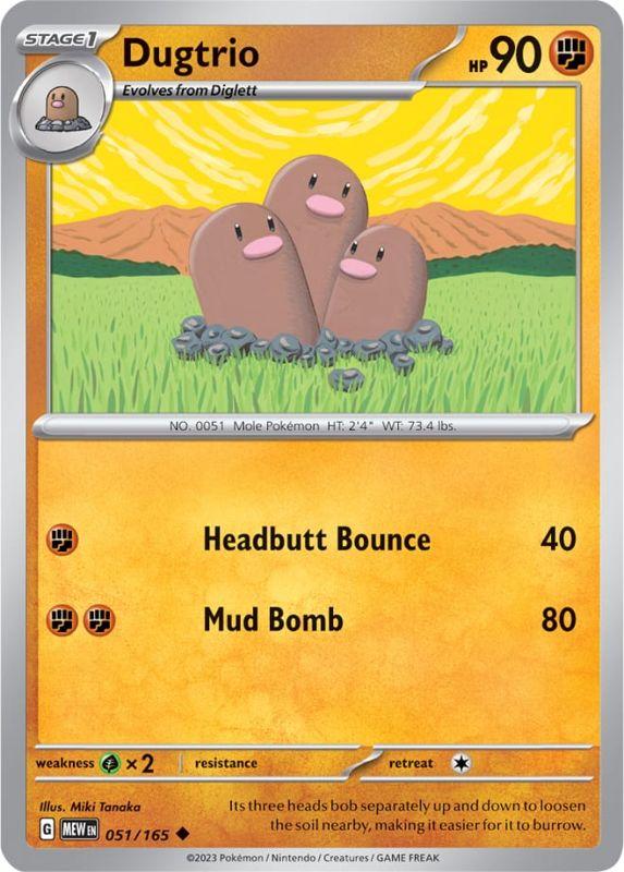 SV3.5 - 151 - 051/165 - Dugtrio - Uncommon - Reverse Holo