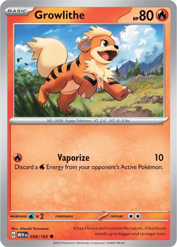 SV3.5 - 151 - 058/165 - Growlithe - Common - Reverse Holo