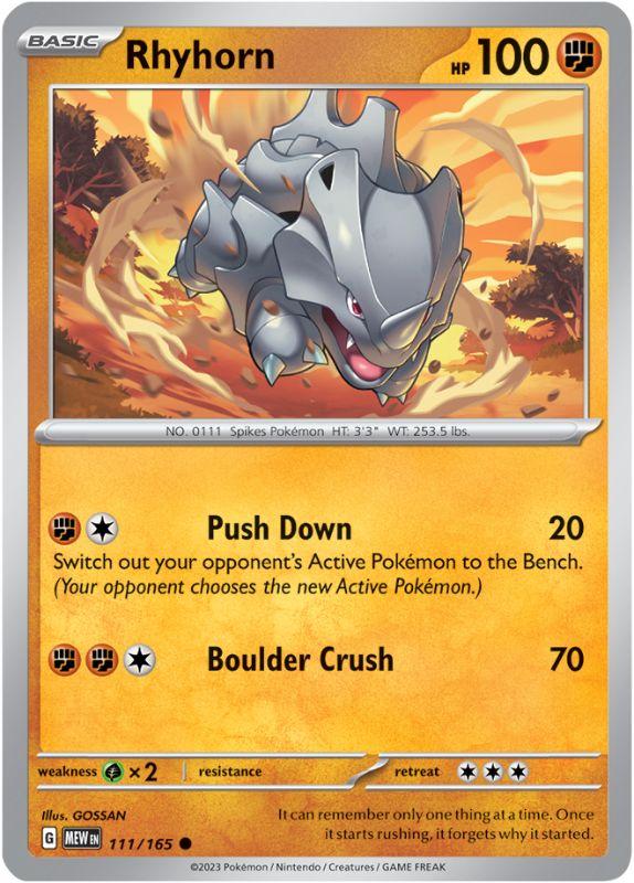 SV3.5 - 151 - 111/165 - Rhyhorn - Common - Reverse Holo