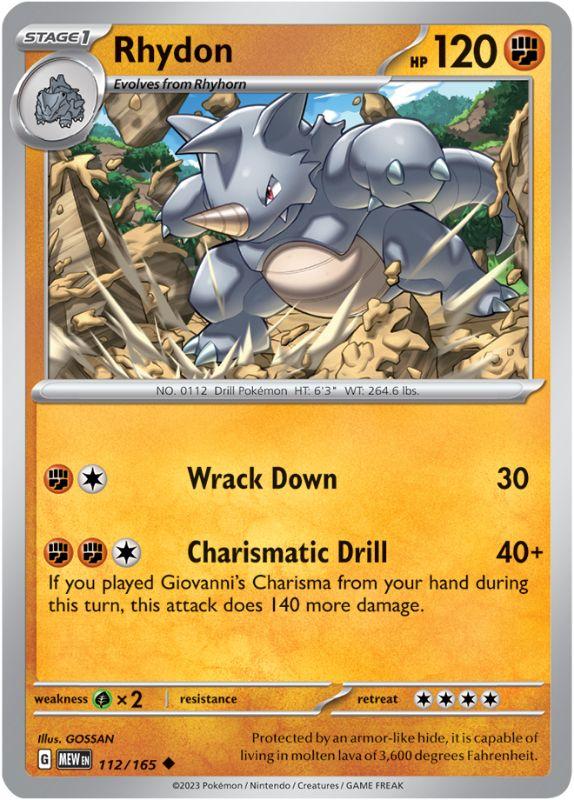 SV3.5 - 151 - 112/165 - Rhydon - Uncommon - Reverse Holo