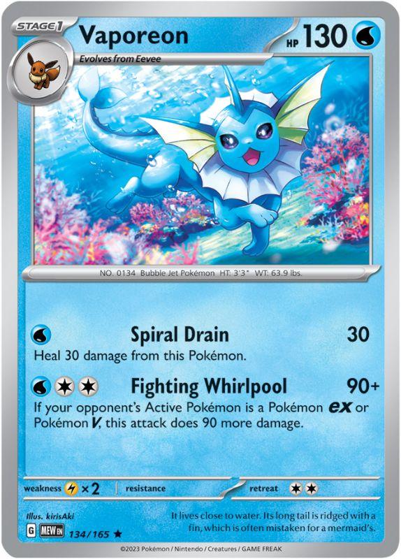 SV3.5 - 151 - 134/165 - Vaporeon - Rare - Reverse Holo