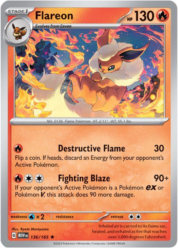 SV3.5 - 151 - 136/165 - Flareon - Rare - Reverse Holo