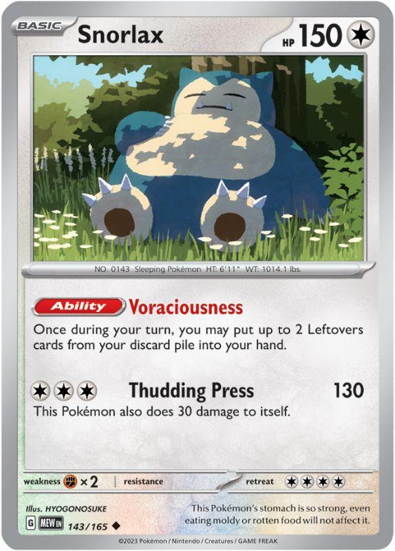 SV3.5 - 151 - 143/165 - Snorlax - Uncommon - Reverse Holo