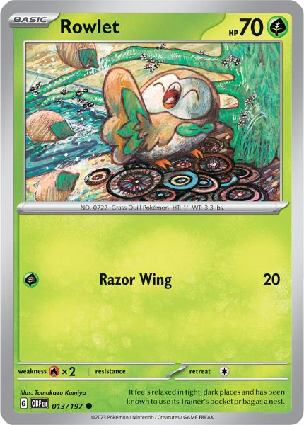 SV3 - Obsidian Flames - 013/197 - Rowlet - Common Reverse