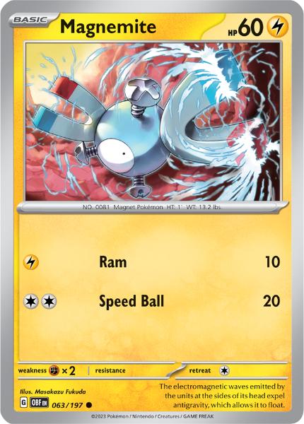 SV3 - Obsidian Flames - 063/197 - Magnemite - Common Reverse