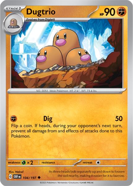 SV3 - Obsidian Flames - 104/197 - Dugtrio - Uncommon Reverse