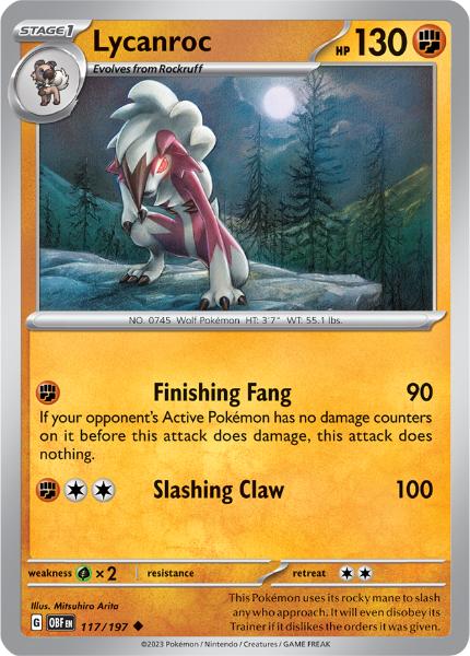 SV3 - Obsidian Flames - 117/197 - Lycanroc - Uncommon Reverse