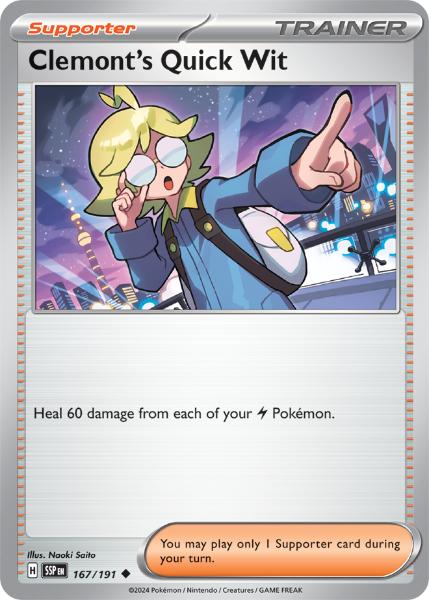 SV8 - Surging Sparks - 167/191 - Clemont’s Quick Wit - Uncommon Reverse