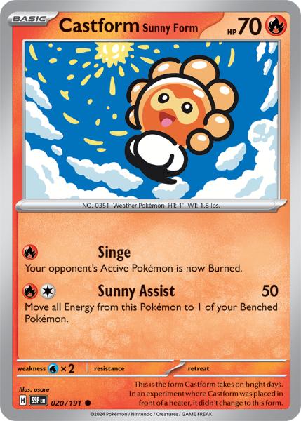 SV8 - Surging Sparks - 020/191 - Castform Sunny Form - Common Reverse