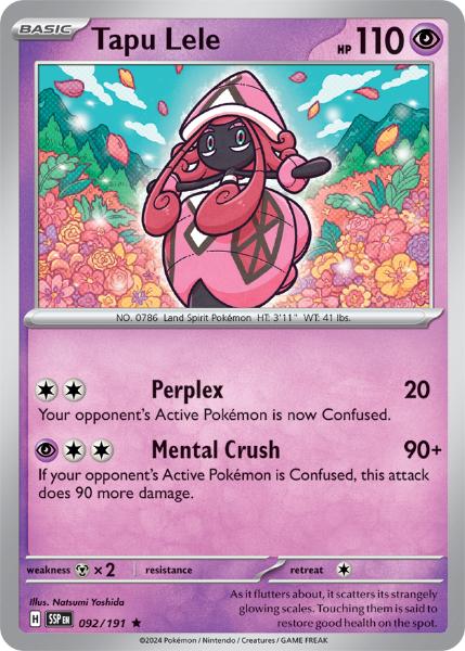 SV8 - Surging Sparks - 092/191 - Tapu Lele - Rare Reverse