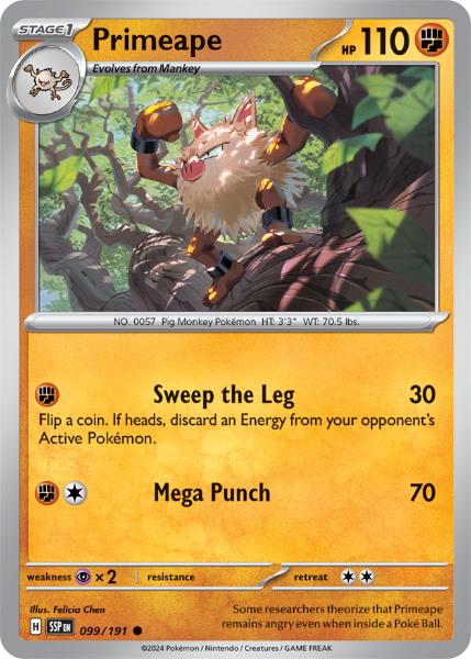 SV8 - Surging Sparks - 099/191 - Primeape - Common Reverse