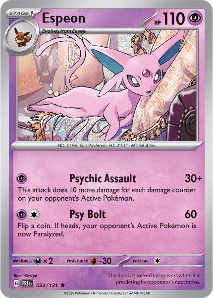 SV8.5 - Prismatic Evolutions - 033/131 - Espeon - Rare - Reverse Holo