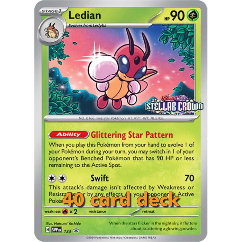 Pokemon, SEALED Build & Battle Stellar Crown (SV7) 40-korts lek med Ledian [SVP133]
