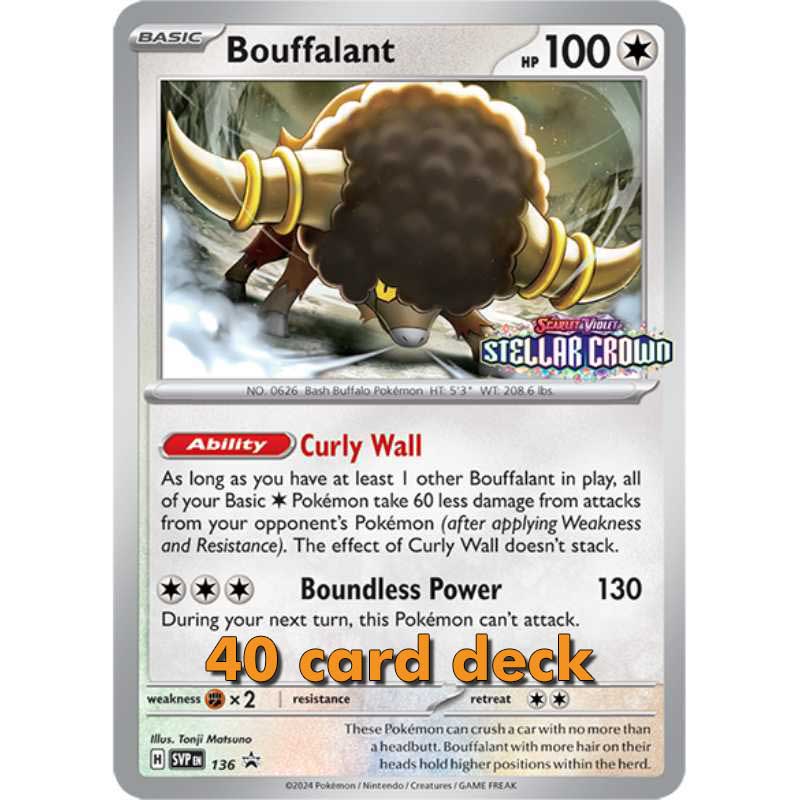 Pokemon, SEALED Build & Battle Stellar Crown (SV7) 40-korts lek med Bouffalant [SVP136]