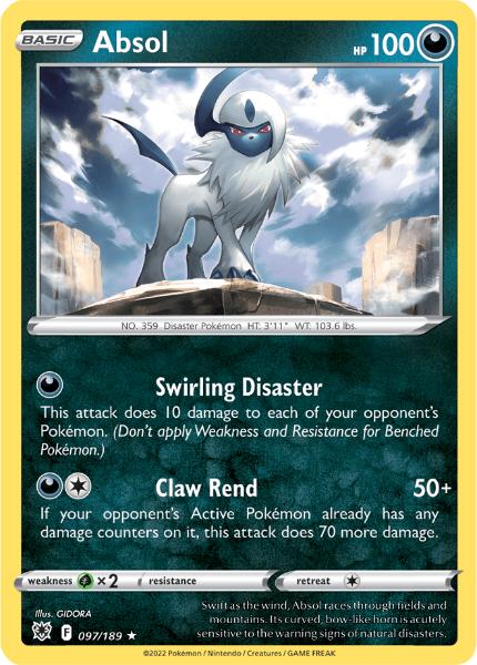 SWSH10 - Astral Radiance - 097/189 - Absol - Holo Rare Reverse