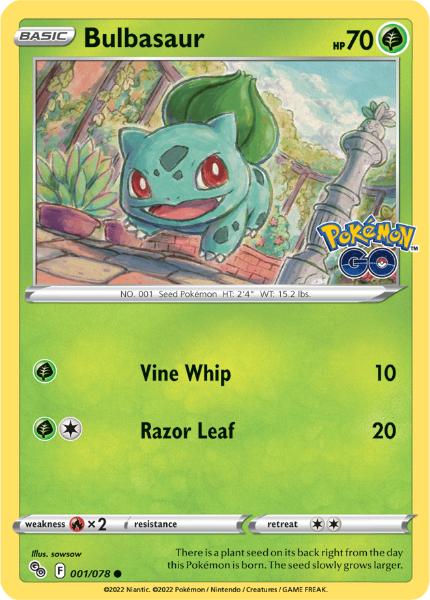 SWSH10.5 - Pokemon GO - 001/078 - Bulbasaur - Common Reverse