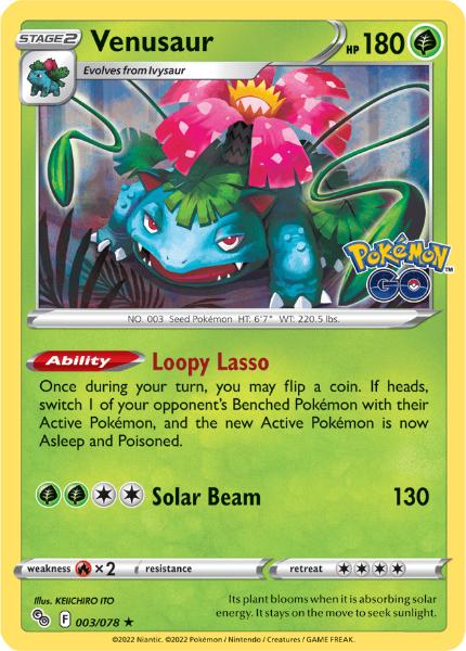 SWSH10.5 - Pokemon GO - 003/078 - Venusaur - Holo Rare Reverse