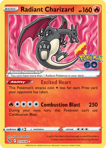 SWSH10.5 - Pokemon GO - 011/078 - Radiant Charizard - Radiant Rare