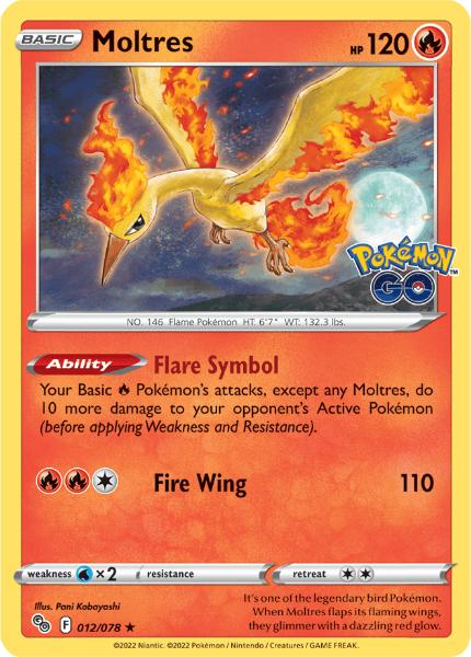 SWSH10.5 - Pokemon GO - 012/078 - Moltres - Holo Rare Reverse