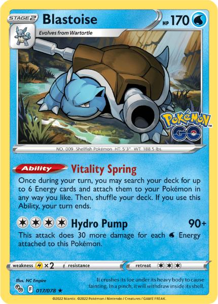 SWSH10.5 - Pokemon GO - 017/078 - Blastoise - Holo Rare Reverse