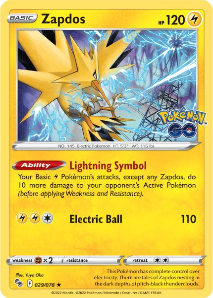 SWSH10.5 - Pokemon GO - 029/078 - Zapdos - Holo Rare Reverse