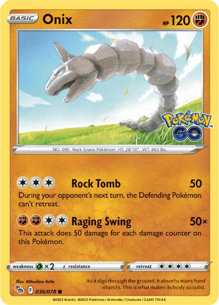 SWSH10.5 - Pokemon GO - 036/078 - Onix - Common Reverse