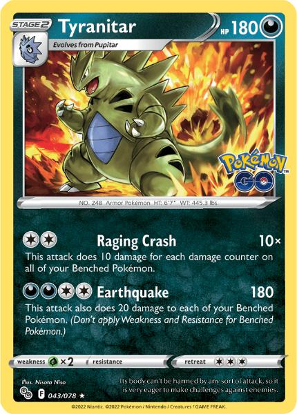 SWSH10.5 - Pokemon GO - 043/078 - Tyranitar - Holo Rare Reverse