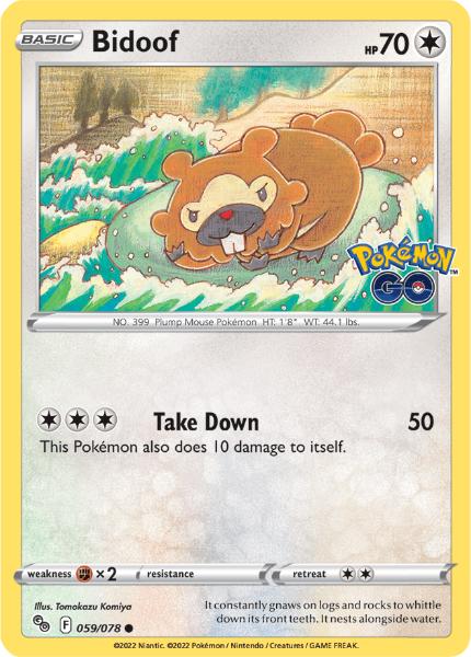 SWSH10.5 - Pokemon GO - 059/078 - Bidoof - Common Reverse