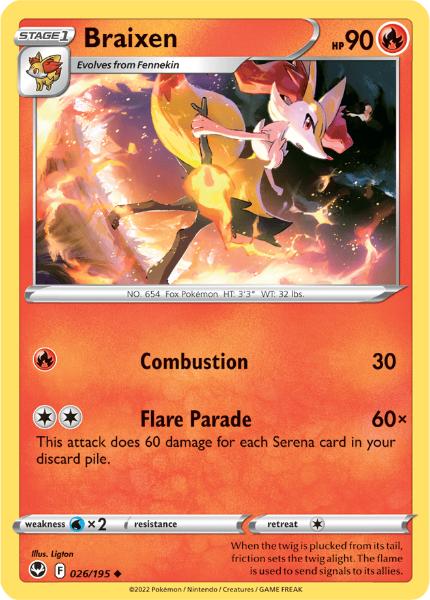 SWSH12 - Silver Tempest - 026/195 - Braixen - Uncommon Reverse