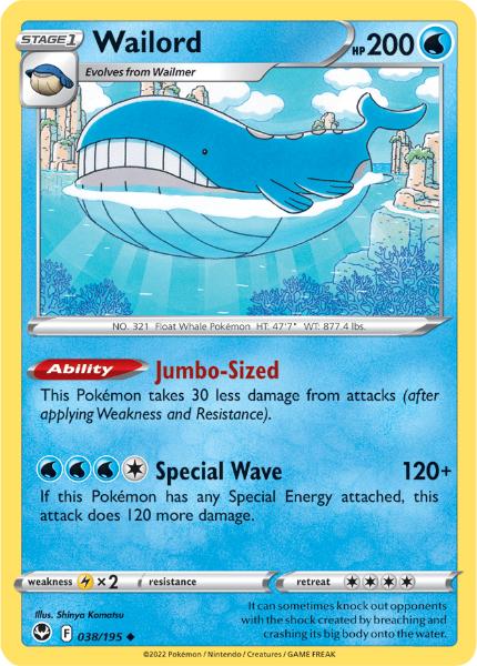 SWSH12 - Silver Tempest - 038/195 - Wailord - Uncommon Reverse