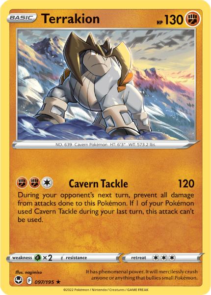 SWSH12 - Silver Tempest - 097/195 - Terrakion - Holo Rare Reverse