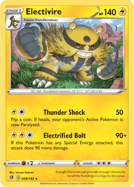 SWSH2 - Rebel Clash - 059/192 - Electivire - Rare Reverse