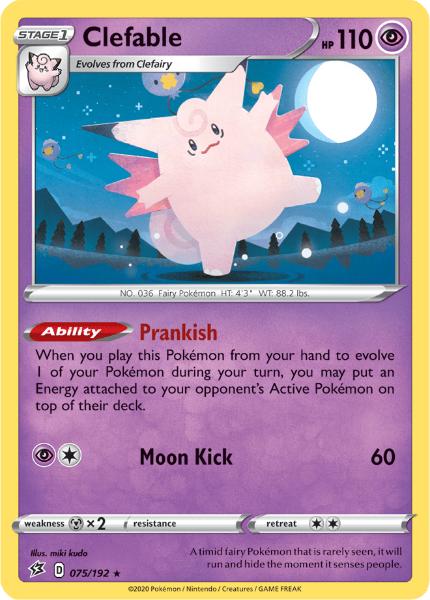 SWSH2 - Rebel Clash - 075/192 - Clefable - Holo Rare Reverse