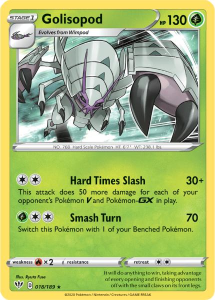 SWSH3 - Darkness Ablaze - 018/189 - Golisopod - Holo Rare